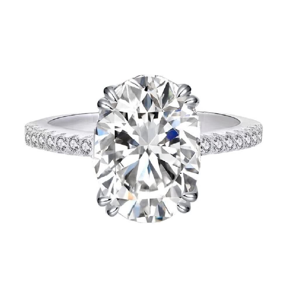 2492 5.0ct Classic Shiny Oval Cut Cubic Zirconia Engagement Rings Solitaire